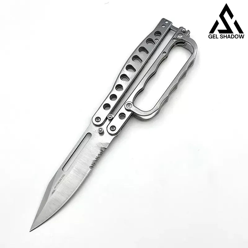 Gargantuan C29 Butterfly Knife-GS150 Silver BRASSKNUCKLE - Tophatter Daily Deals