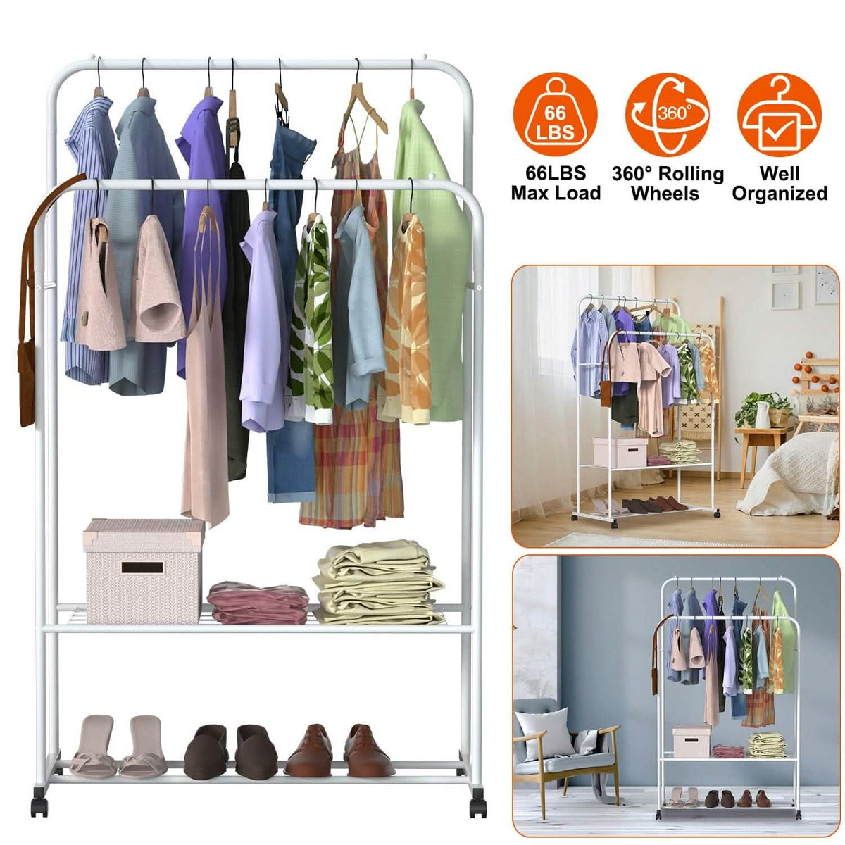 Garment Hanging Rack Clothing Organizer Storage & Organization - Tophatter Daily Deals
