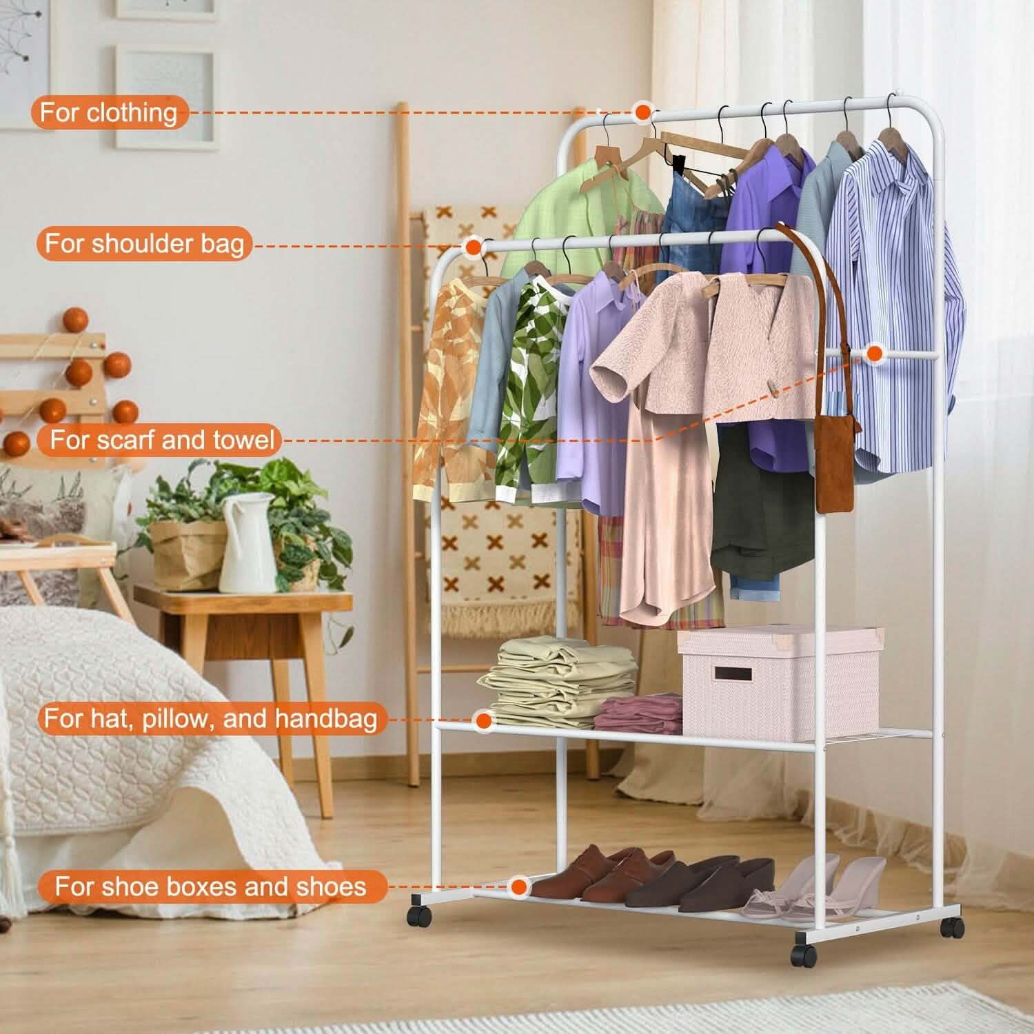 Garment Hanging Rack Clothing Organizer Storage & Organization - Tophatter Daily Deals