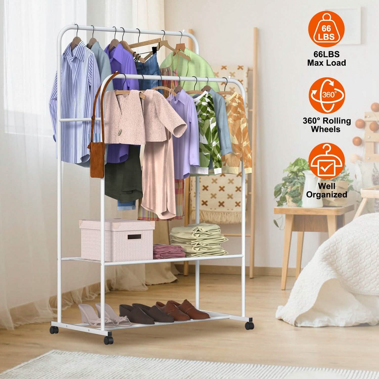 Garment Hanging Rack Clothing Organizer Storage & Organization - Tophatter Daily Deals