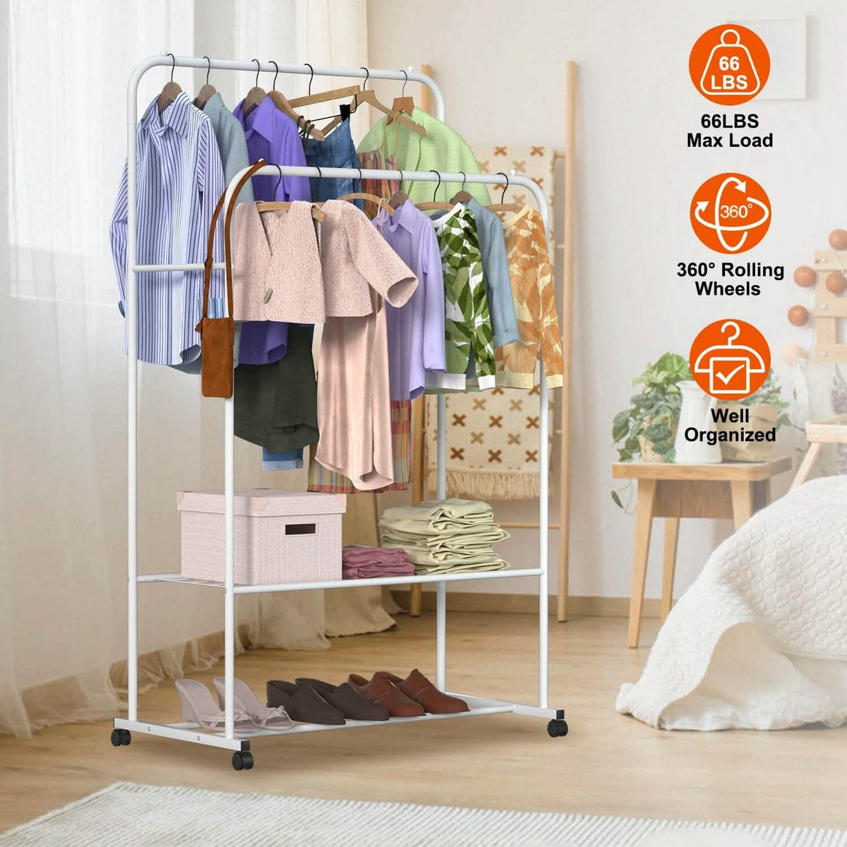Garment Hanging Rack Clothing Organizer Storage & Organization - Tophatter Daily Deals