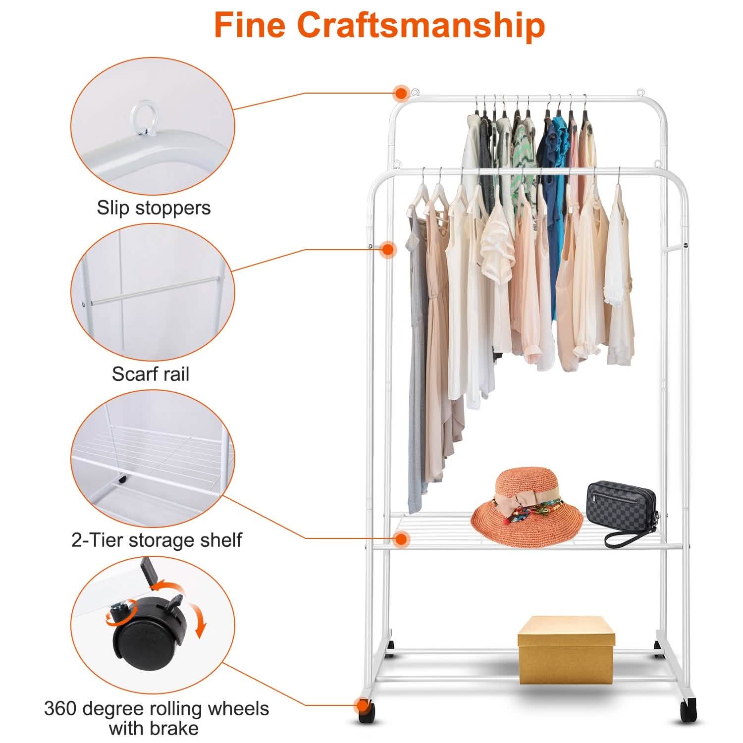 Garment Hanging Rack Clothing Rail Organizer Storage & Organization - Tophatter Daily Deals