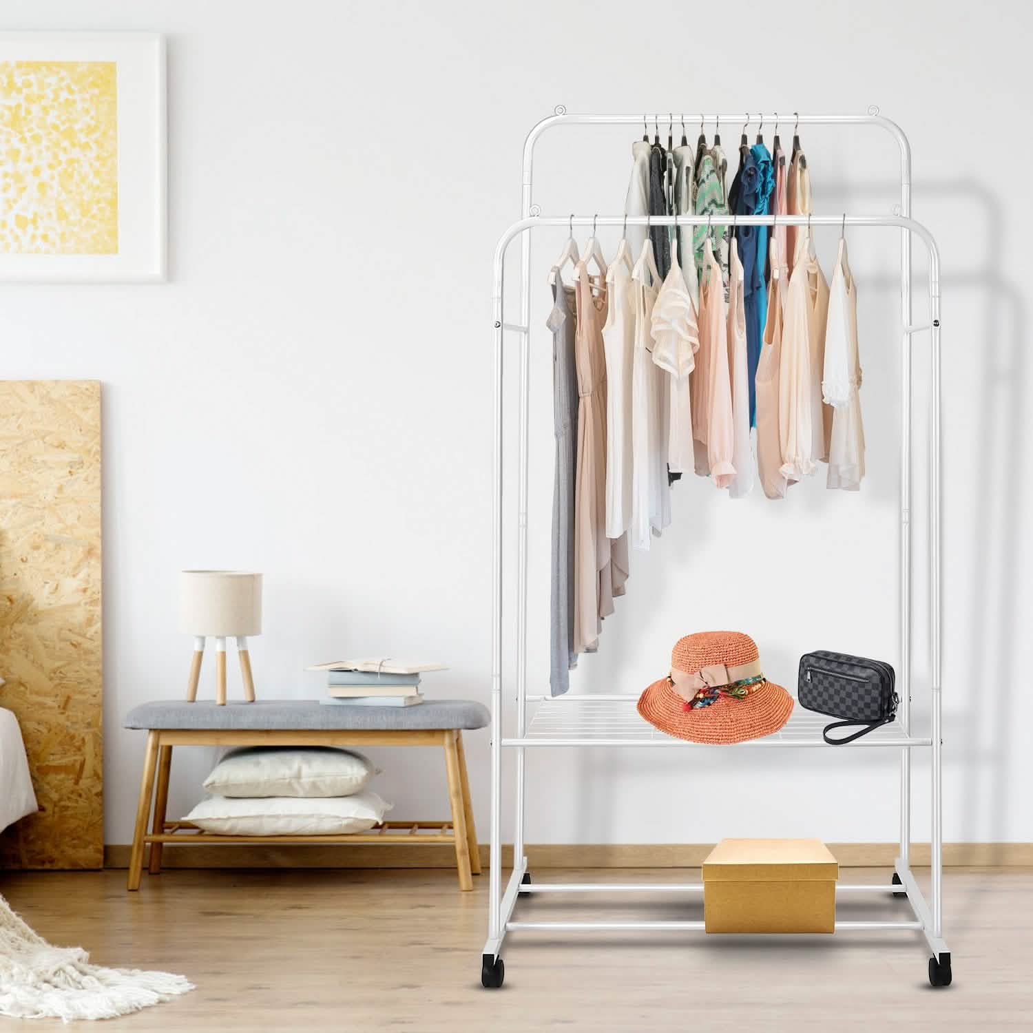 Garment Hanging Rack Clothing Rail Organizer Storage & Organization - Tophatter Daily Deals