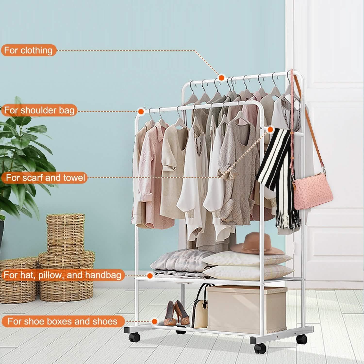 Garment Hanging Rack Clothing Rail Organizer Storage & Organization - Tophatter Daily Deals