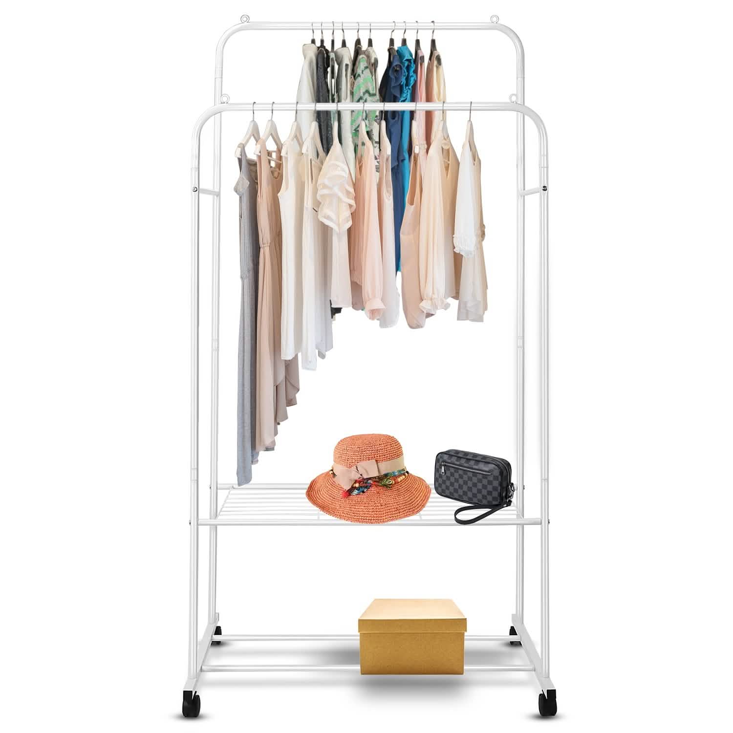 Garment Hanging Rack Clothing Rail Organizer Storage & Organization - Tophatter Daily Deals