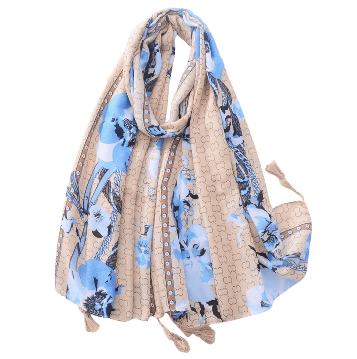 Blue And Brown Anemone Scarf Multi Scarves - Tophatter Daily Deals
