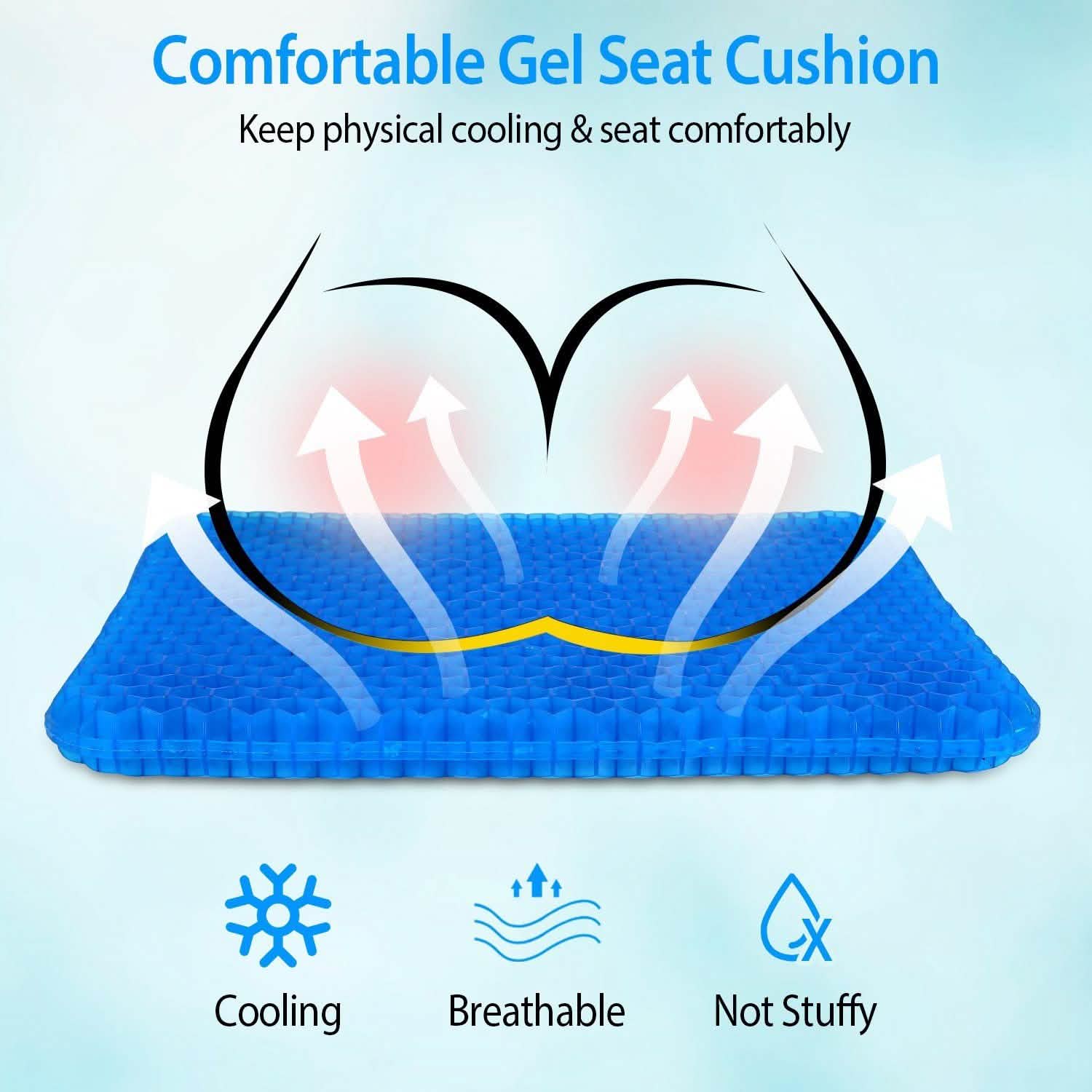Gel Seat Cushion Non-Slip Breathable Honeycomb Sitting Cushion Health & Wellness - Tophatter Daily Deals