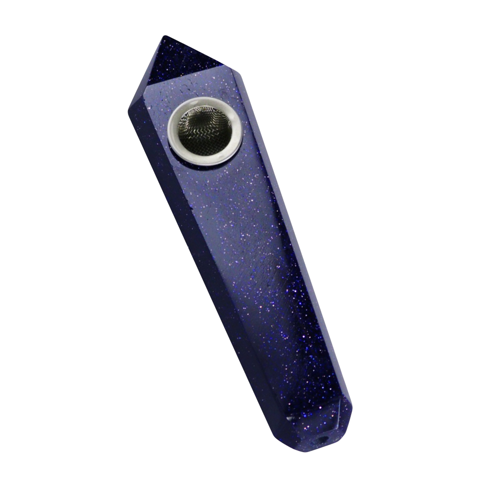Gemstone Hand Pipe Blue Goldstone Hand Pipes - Tophatter Daily Deals