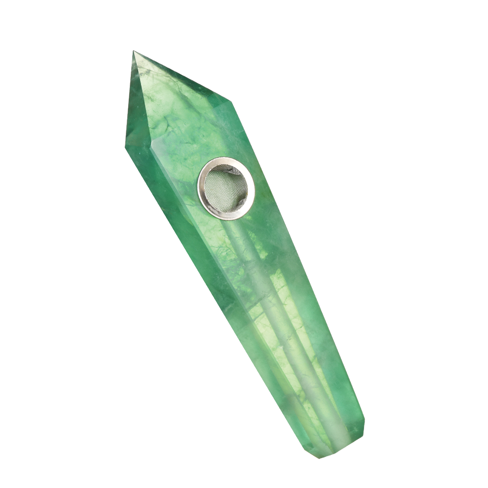 Gemstone Hand Pipe Green Fluorite Hand Pipes - Tophatter Daily Deals