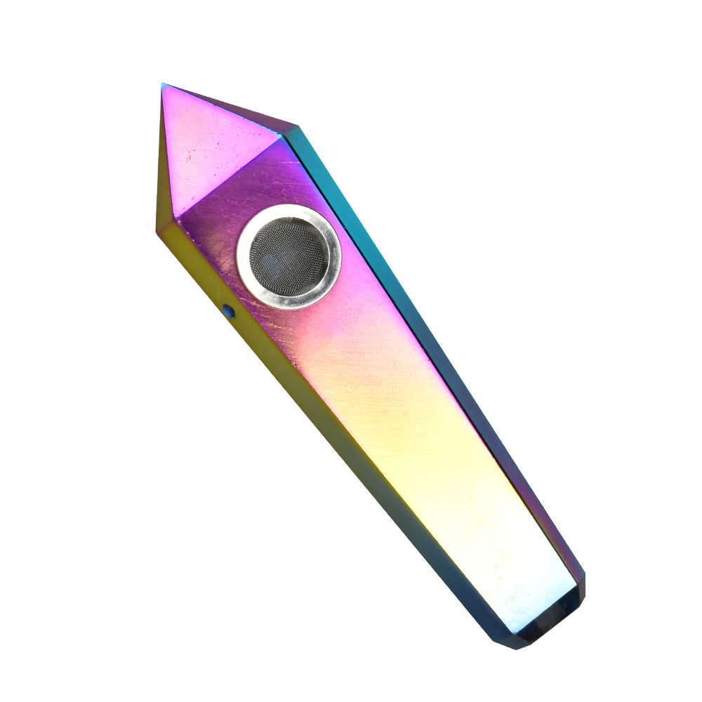 Gemstone Hand Pipe Rainbow Aura Quartz Hand Pipes - Tophatter Daily Deals