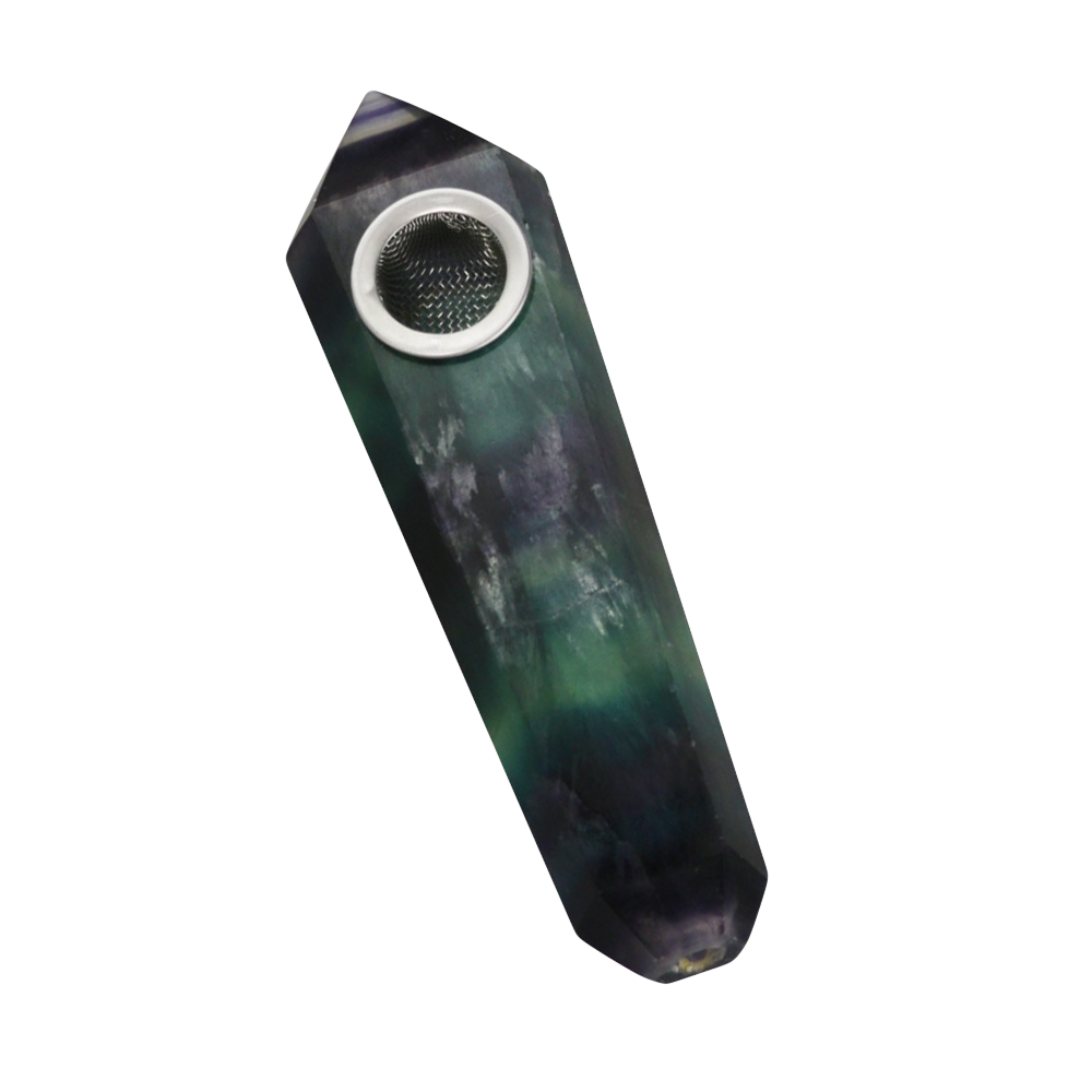 Gemstone Hand Pipe Rainbow Fluorite Hand Pipes - Tophatter Daily Deals