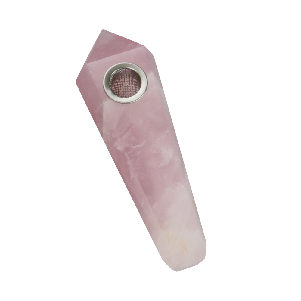 Gemstone Hand Pipe Rose Quartz Hand Pipes - Tophatter Daily Deals