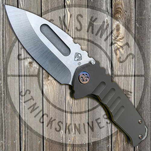 Medford Praetorian Genesis T - S35VN - Tumbled Drop Point Blade - Violet/Bronze Ano Fade Handles - Flamed Hardware and Standard Clip - NP3 Breaker FOLDING KNIVES - Tophatter Daily Deals