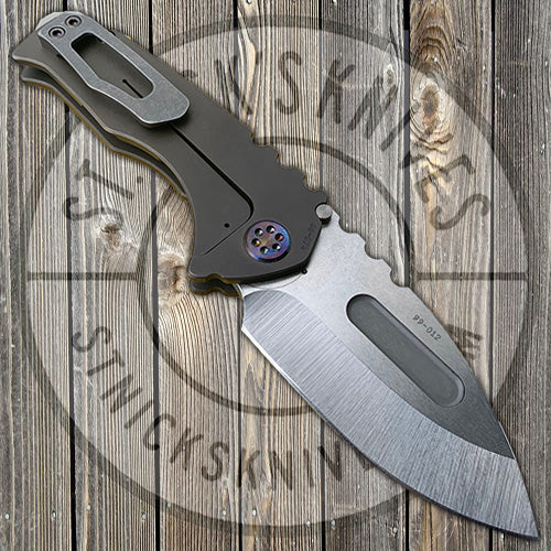 Medford Praetorian Genesis T - S35VN - Tumbled Drop Point Blade - Violet/Bronze Ano Fade Handles - Flamed Hardware and Standard Clip - NP3 Breaker FOLDING KNIVES - Tophatter Daily Deals