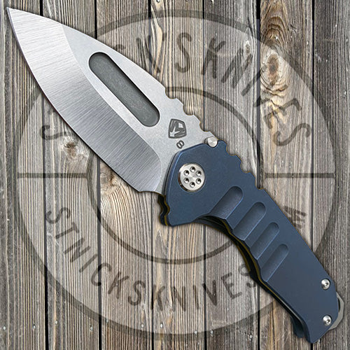 Medford Praetorian Genesis T - S35VN - Tumbled Drop Point Blade - Blue Anodized Handles - Standard Hardware and Clip - NP3 Breaker FOLDING KNIVES - Tophatter Daily Deals