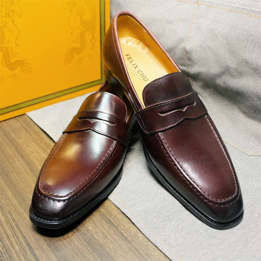 Genuine Calf Leather Loafers Men Dress Shoes Loafers - Tophatter Daily Deals