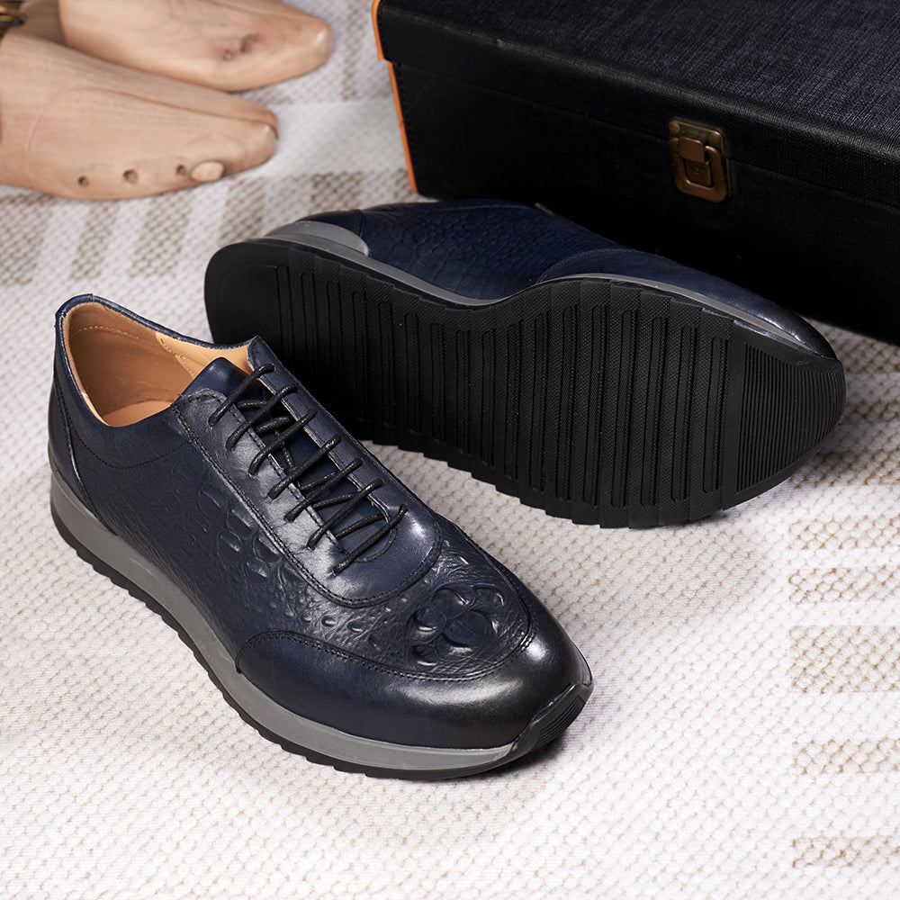 Genuine Cow Leather Mens Casual Sneaker Leather Shoes - Tophatter Daily Deals