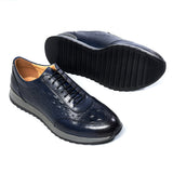 Genuine Cow Leather Mens Casual Sneaker Black Leather Shoes - Tophatter Daily Deals