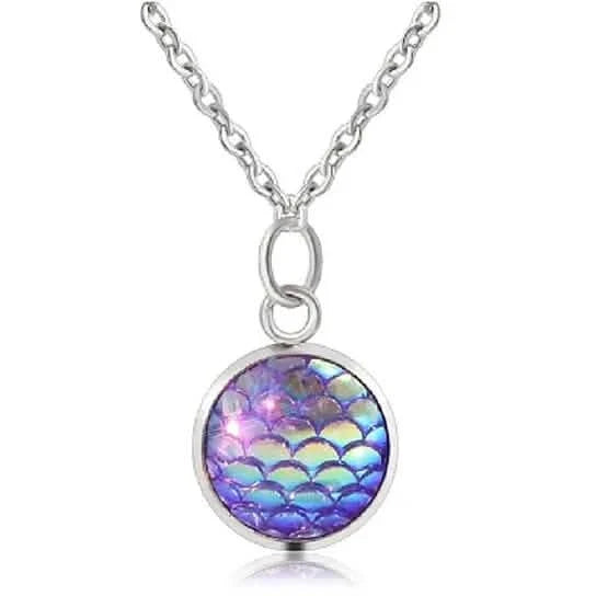 Genuine Fish Scales Rainbow Holographic Sequins Charm Pendant Chain Necklace Silver Filled High Polish Finsh Necklaces - Tophatter Daily Deals