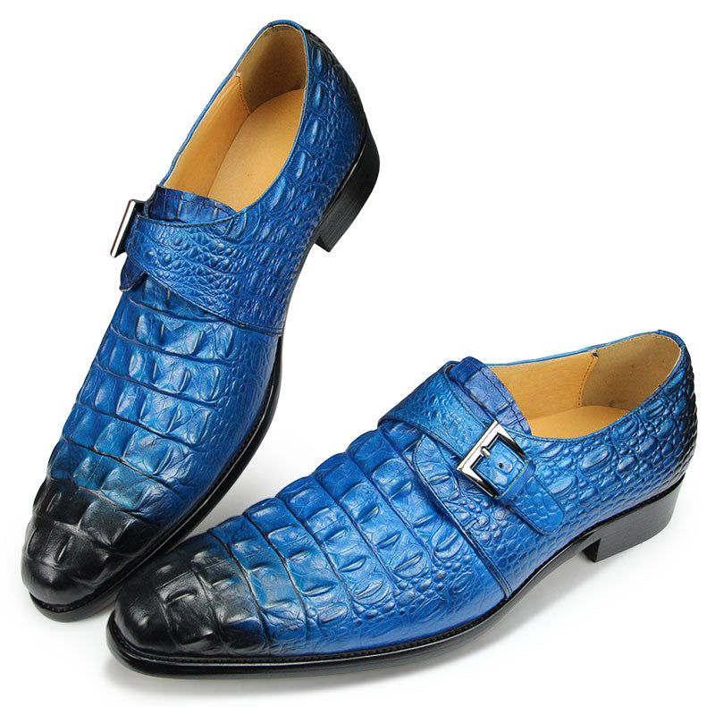 Genuine Leather Crocodile Pattern Men‘s Formal Leather Shoes Classic Shoes - Tophatter Daily Deals