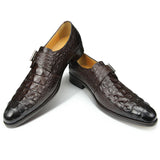 Genuine Leather Crocodile Pattern Men‘s Formal Leather Shoes Classic Shoes - Tophatter Daily Deals