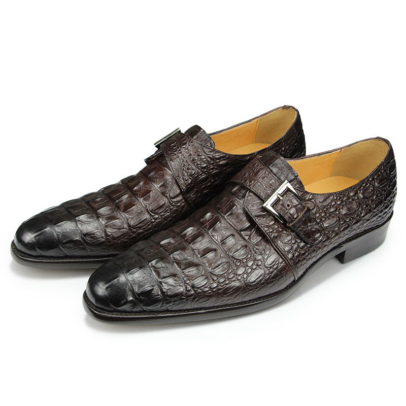 Genuine Leather Crocodile Pattern Men‘s Formal Leather Shoes Classic Shoes - Tophatter Daily Deals