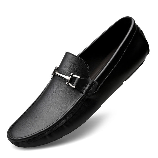 Genuine Leather High Quality Loafers Black Men Shoes - Tophatter Daily Deals