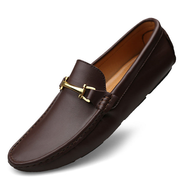 Genuine Leather High Quality Loafers Brown Men Shoes - Tophatter Daily Deals