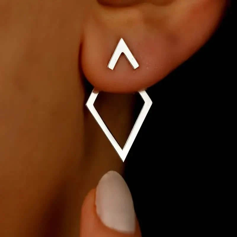 Geometric Stud Earrings Silver Earrings - Tophatter Daily Deals