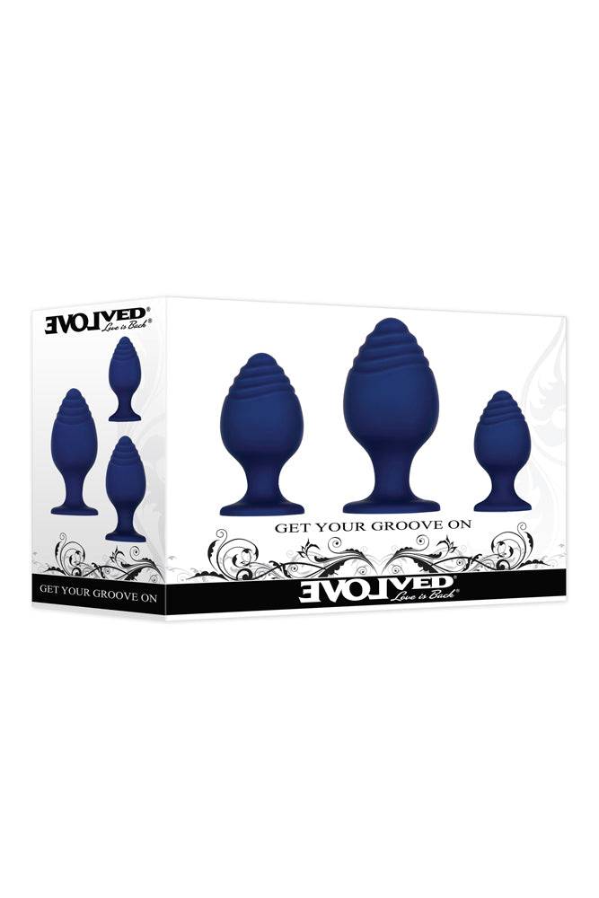 Evolved - Get Your Groove On Butt Plug Set - Navy Sex Toy - Tophatter Daily Deals