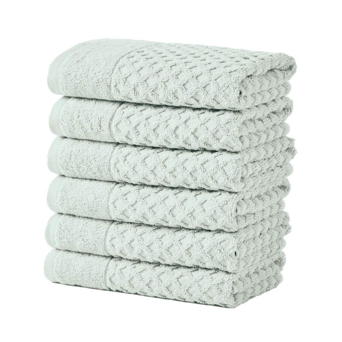 Cotton Diamond Waffle Weave Bath Towel Set - Grayson Collection Hand Towel (Pack of 6) Pastel Blue Bath - Tophatter Daily Deals