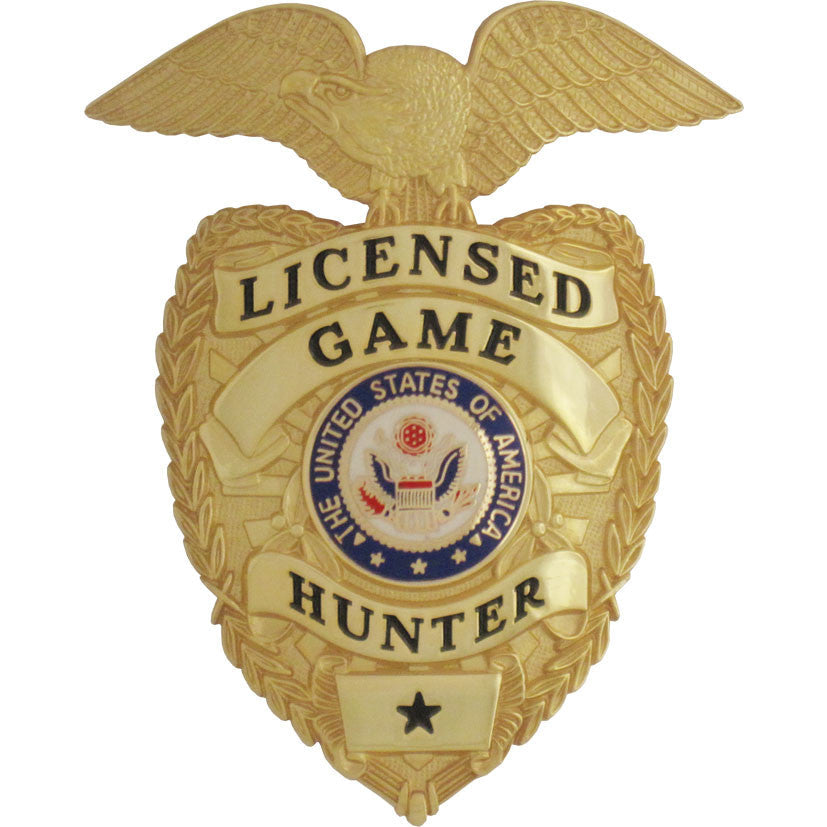 Licensed Game Hunter Badge - Tophatter's Weapons'N'Deals Gold Badges - Tophatter Daily Deals