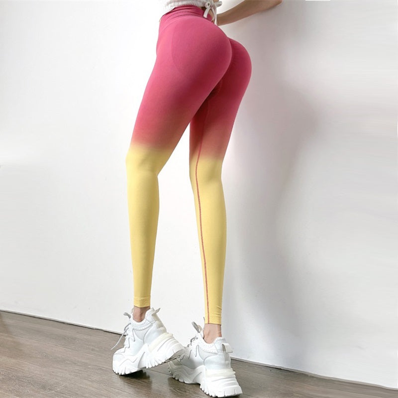 Girl Yoga Pants For Women Fitness Gym Sports Leggings Red Yellow Leggings - Tophatter Daily Deals