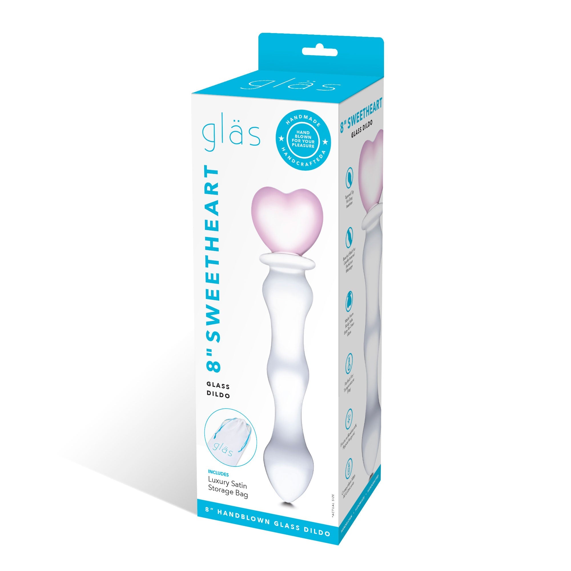 Glas Sweetheart (Pink) – Curved Glass Dildo 8 Inch > Glass > Dildos - Tophatter Daily Deals