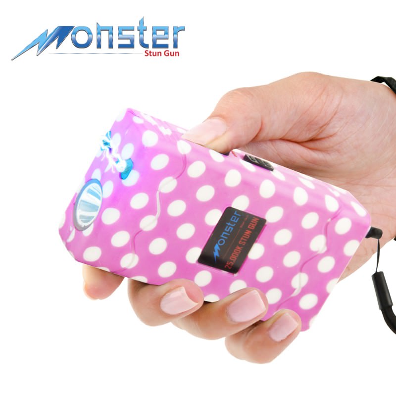 25 Million Volt Rechargeable Stun Gun W/ LED Light & Disable Pin Pink/White - TOPHATTER'S ARMORY DEALS Collectible Weapons - Tophatter Daily Deals