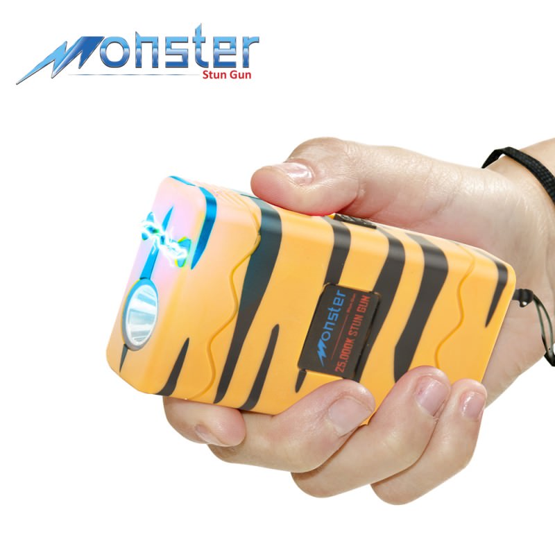 25 Million Volt Rechargeable Stun Gun W/ LED Light & Disable Pin Tiger Print - Tophatter's Guns'N'Weapons Store Collectible Weapons - Tophatter Daily Deals