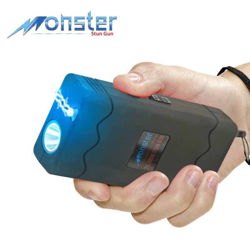 25 Million Volt Rechargeable Stun Gun With LED Light and Disable Pin Black Collectible Weapons - Tophatter Daily Deals