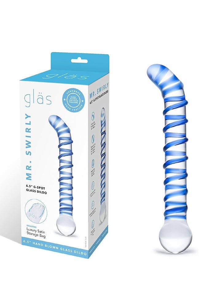 Gläs - Mr. Swirly - 6.5" Textured G-Spot Glass Dildo - Clear/Blue Sex Toy - Tophatter Daily Deals