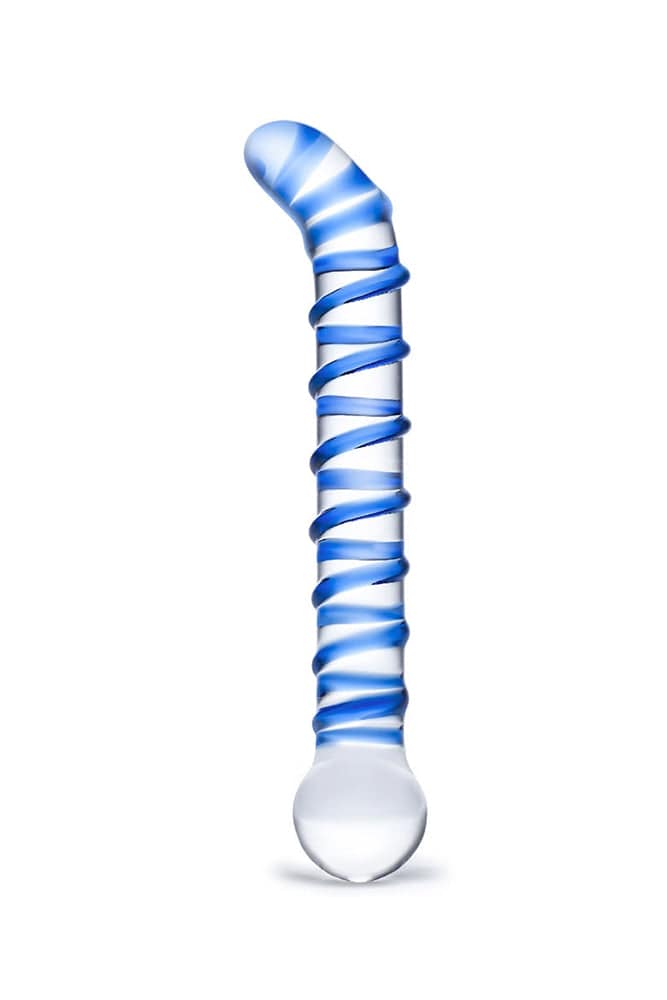 Gläs - Mr. Swirly - 6.5" Textured G-Spot Glass Dildo - Clear/Blue Sex Toy - Tophatter Daily Deals