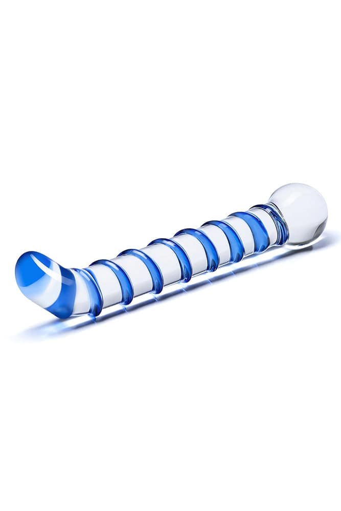 Gläs - Mr. Swirly - 6.5" Textured G-Spot Glass Dildo - Clear/Blue Sex Toy - Tophatter Daily Deals