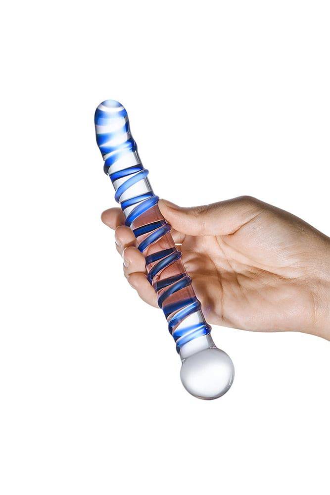 Gläs - Mr. Swirly - 6.5" Textured G-Spot Glass Dildo - Clear/Blue Sex Toy - Tophatter Daily Deals