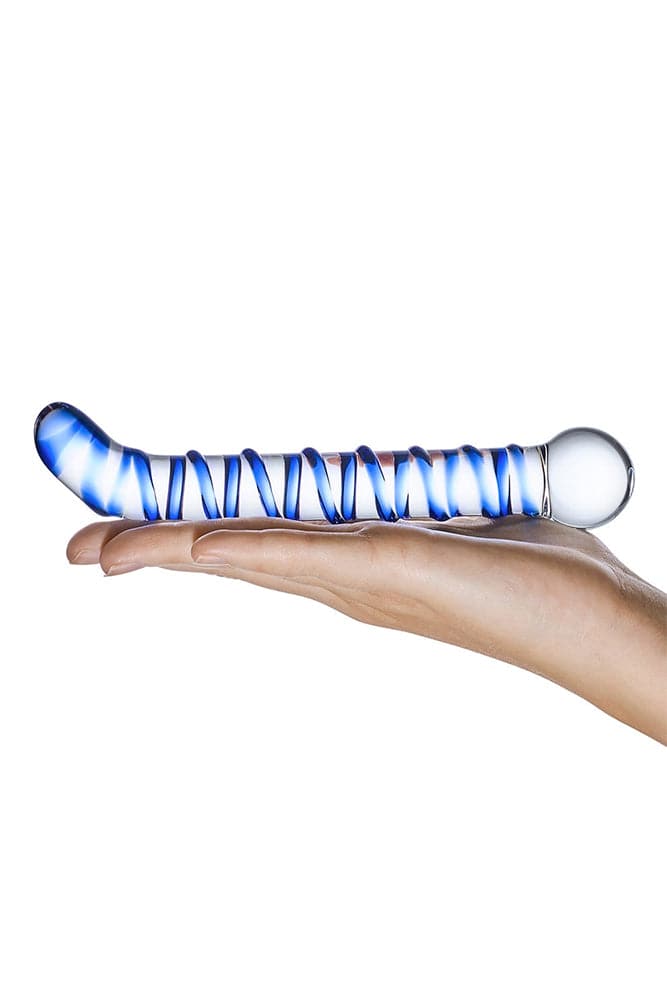 Gläs - Mr. Swirly - 6.5" Textured G-Spot Glass Dildo - Clear/Blue Sex Toy - Tophatter Daily Deals