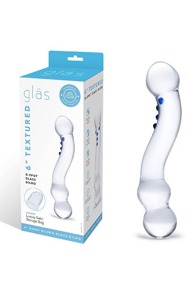 Gläs - Textured - 6" G-Spot Glass Dildo - Clear/Blue Sex Toy - Tophatter Daily Deals