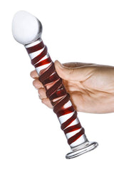 Gläs - Mr. Swirly - 8.25" Textured Glass Dildo - Clear/Red Sex Toy - Tophatter Daily Deals