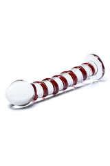 Gläs - Mr. Swirly - 8.25" Textured Glass Dildo - Clear/Red Sex Toy - Tophatter Daily Deals