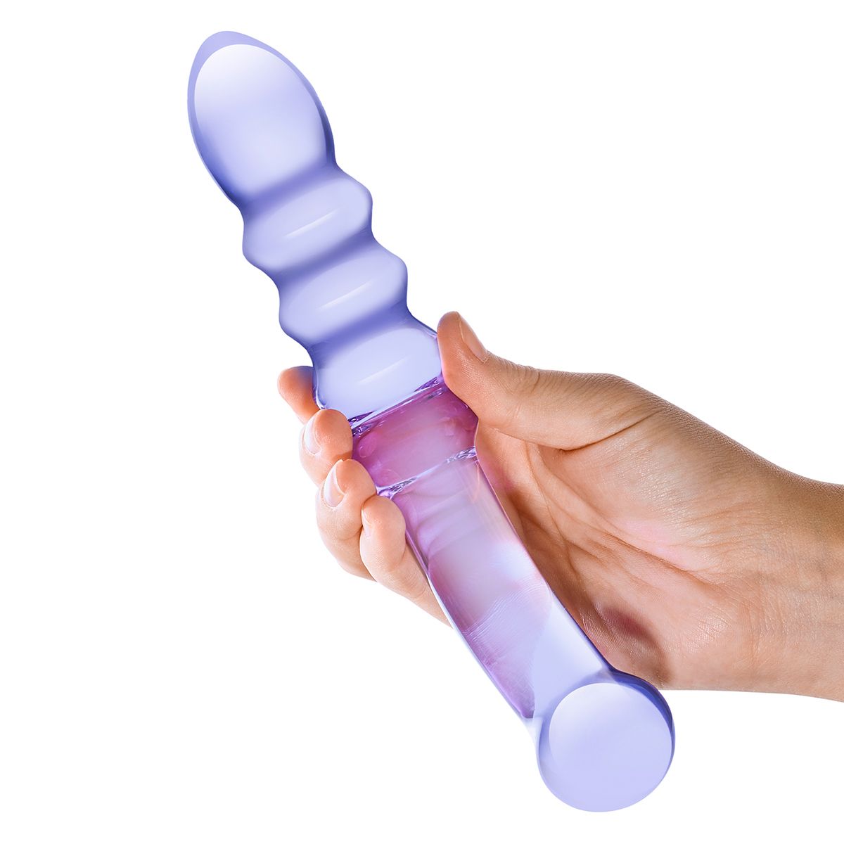 Glas Purple Rain 9" Ribbed Dildo in Clear Dildo - Tophatter Daily Deals