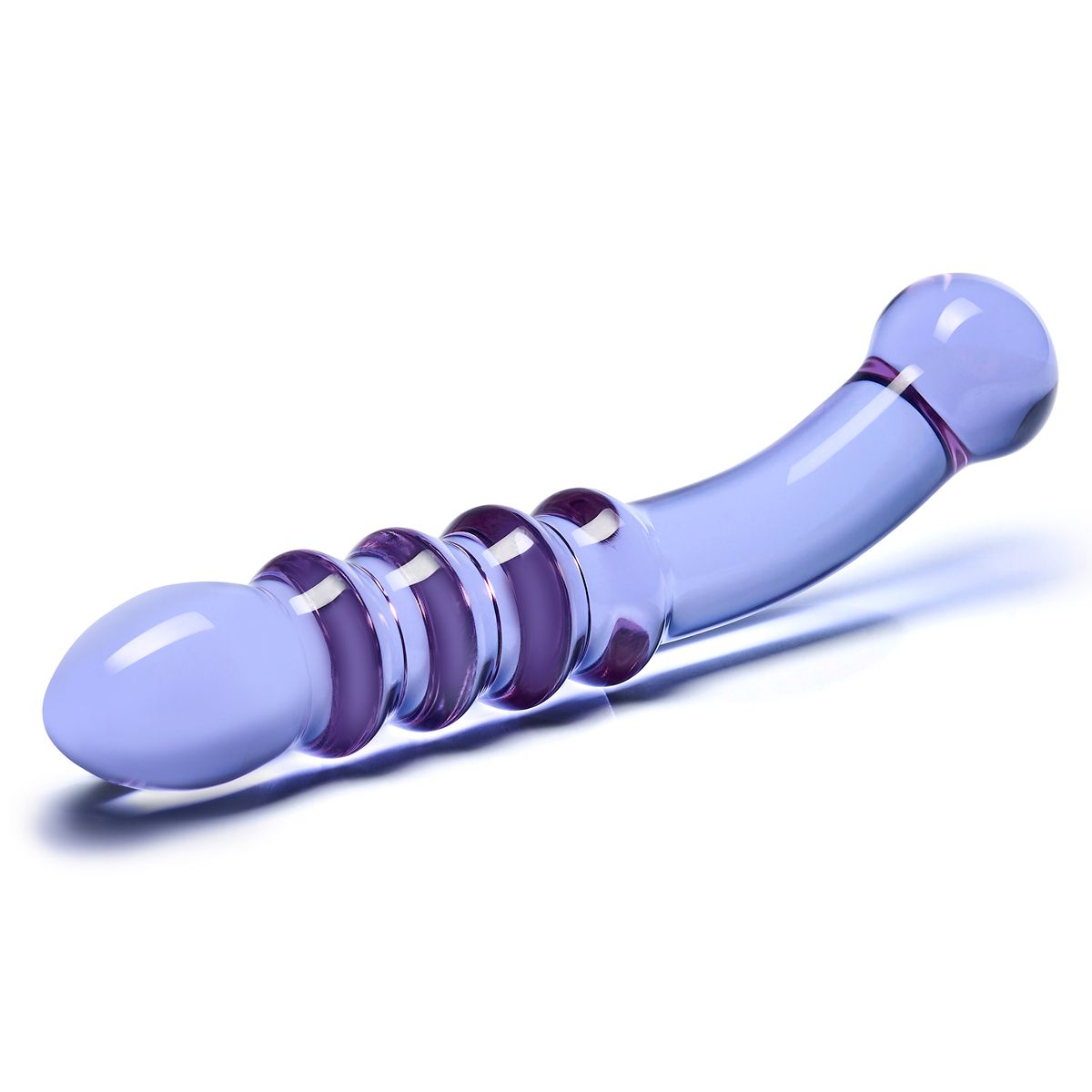 Glas Purple Rain 9" Ribbed Dildo in Clear Dildo - Tophatter Daily Deals