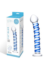 Gläs - Blue Spiral - 7.5" Glass Dildo - Blue/Clear Sex Toy - Tophatter Daily Deals