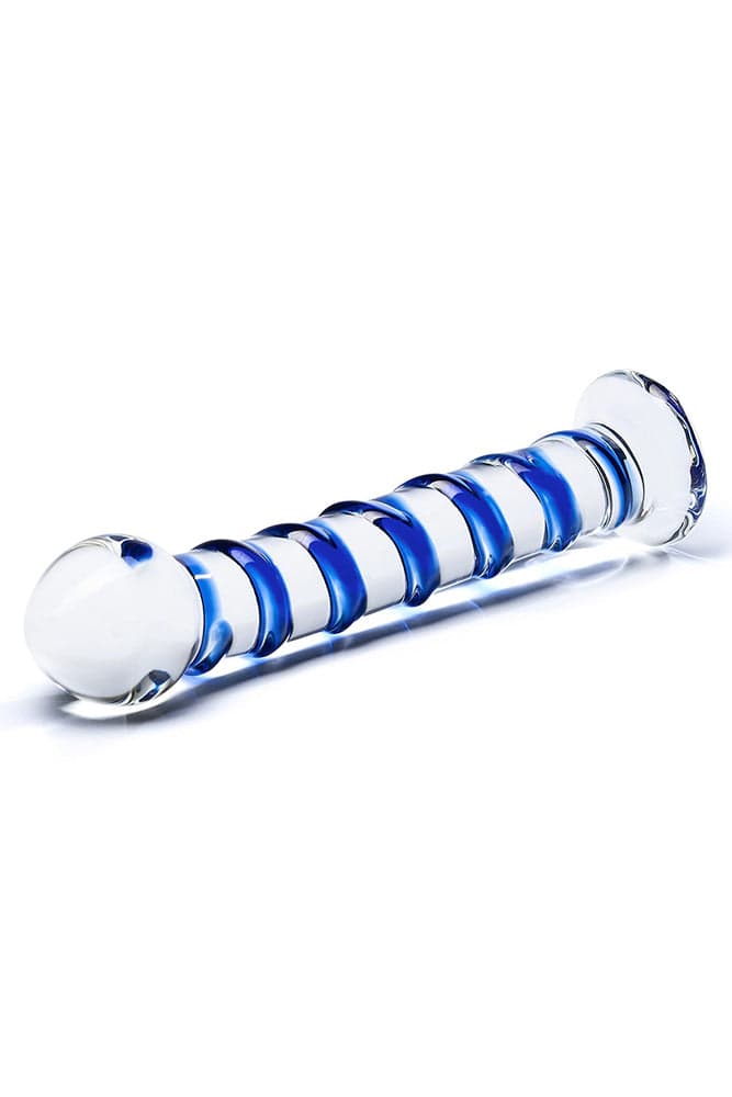 Gläs - Blue Spiral - 7.5" Glass Dildo - Blue/Clear Sex Toy - Tophatter Daily Deals