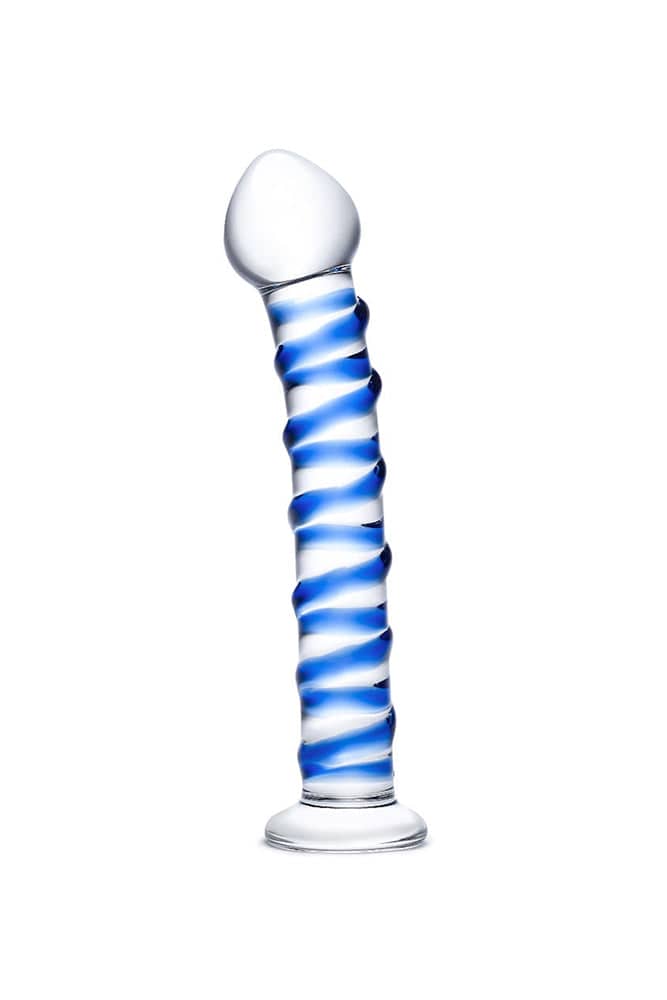 Gläs - Blue Spiral - 7.5" Glass Dildo - Blue/Clear Sex Toy - Tophatter Daily Deals